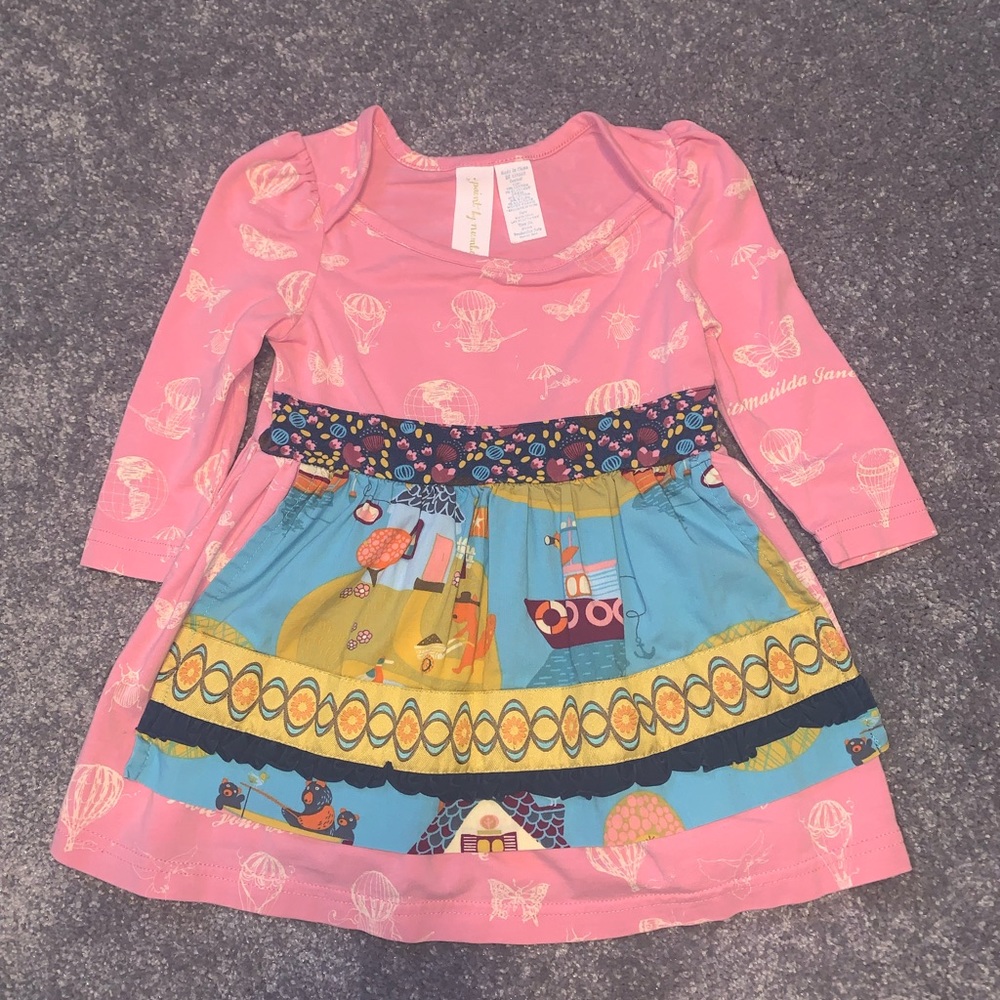 Matilda Jane Paint by Numbers Lily Pad Damsel Apron Dress Sz 12m